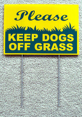 Please Keep Dogs Off Grass  8"x12" Plastic Coroplast Sign With Stake  New