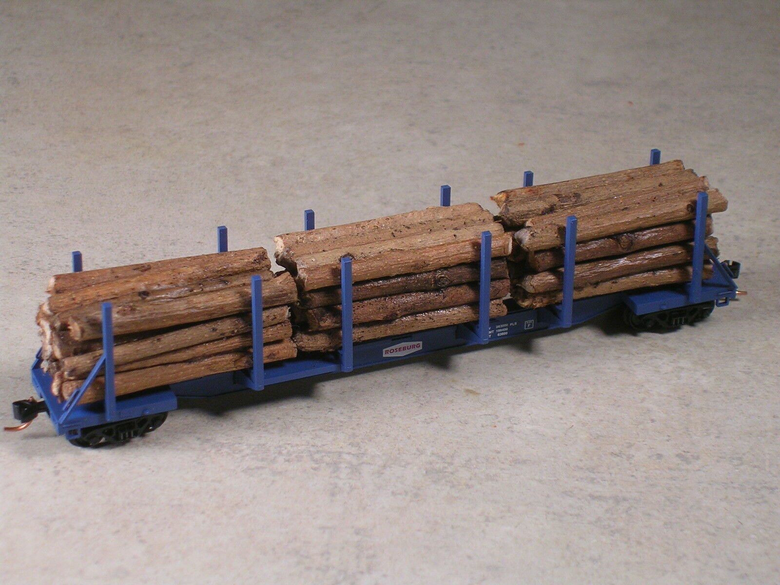 N Scale Custom Realistic Real Wood Log Loads For Micro Trains Log Car. Type #3