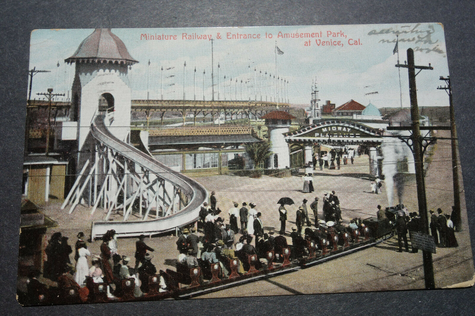 Miniature Railroad Entrance Venice Ca Pmk 1909 Picture Postcard Ppc T1