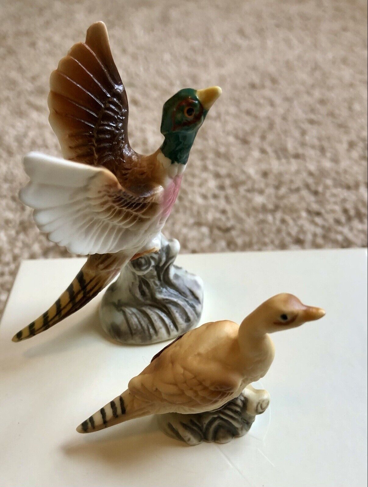 Vintage Pheasant Figurine Birds Bone China Japan Set Of 2
