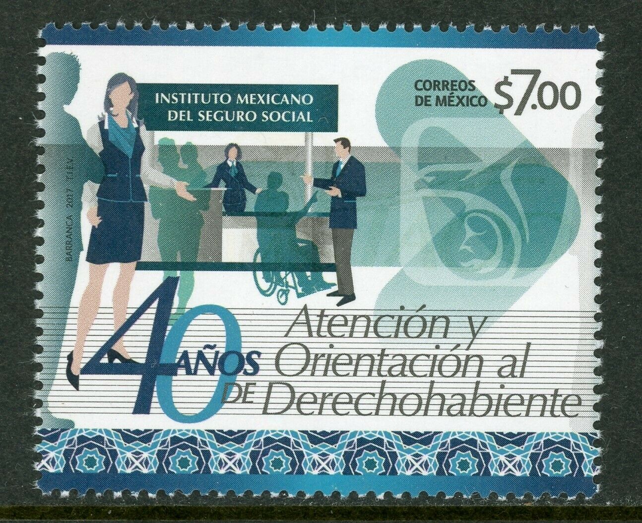 Mexico Scott #3078 Mnh Social Security 40th Ann $$