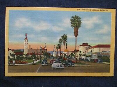 1952 Westwood Village California Street Scene Postcard