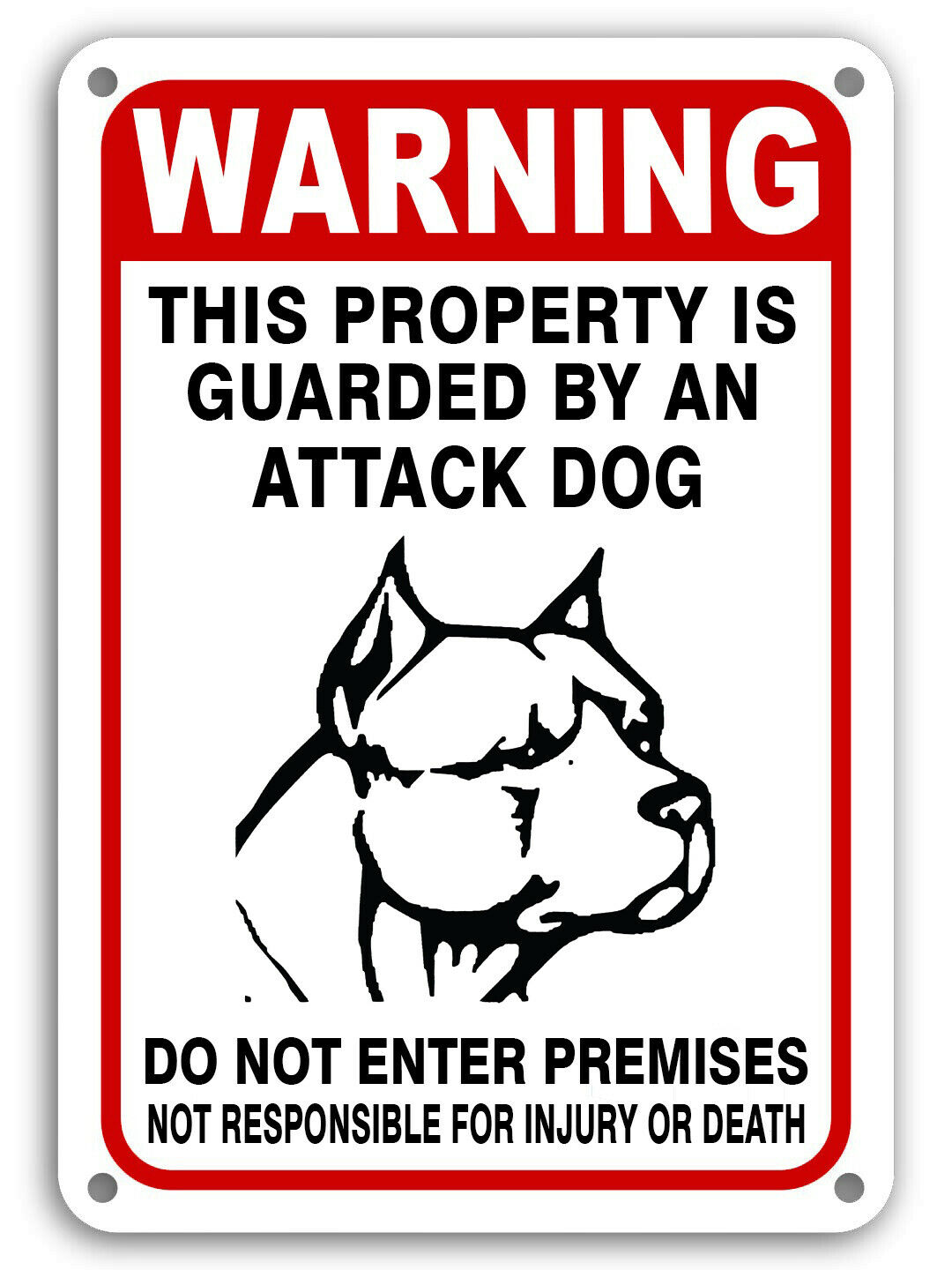 Guard Dog On Duty Signs Beware Of Dog Sign Dogs Will Bite Attack Dog 7"x 11"