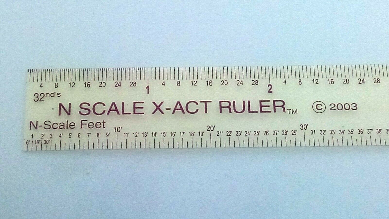 N Scale Ruler - Clear Flexible Polyester W/sepia Legends   U.s.a.    6"l X 3/4"w