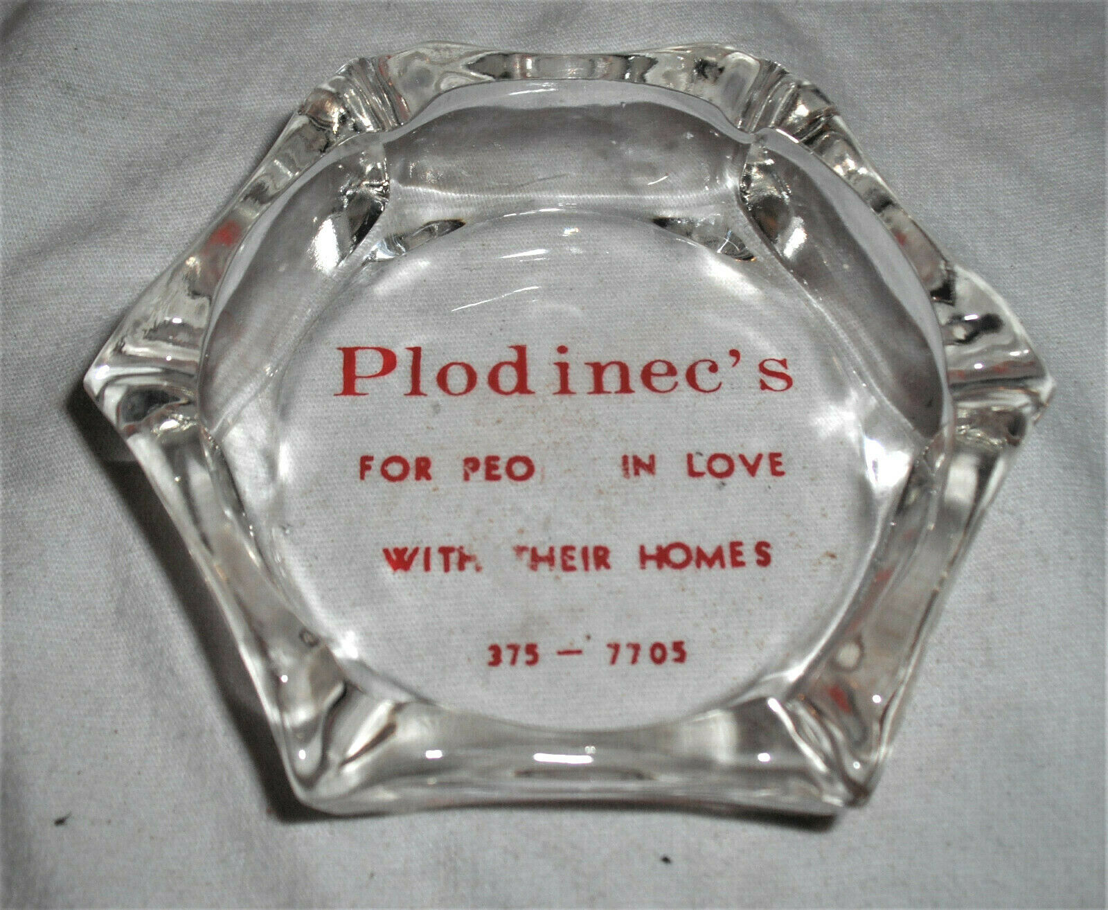 Vintage 1950's Plodinec's Furniture-aliquippa, Pa Glass Ashtray-advertising
