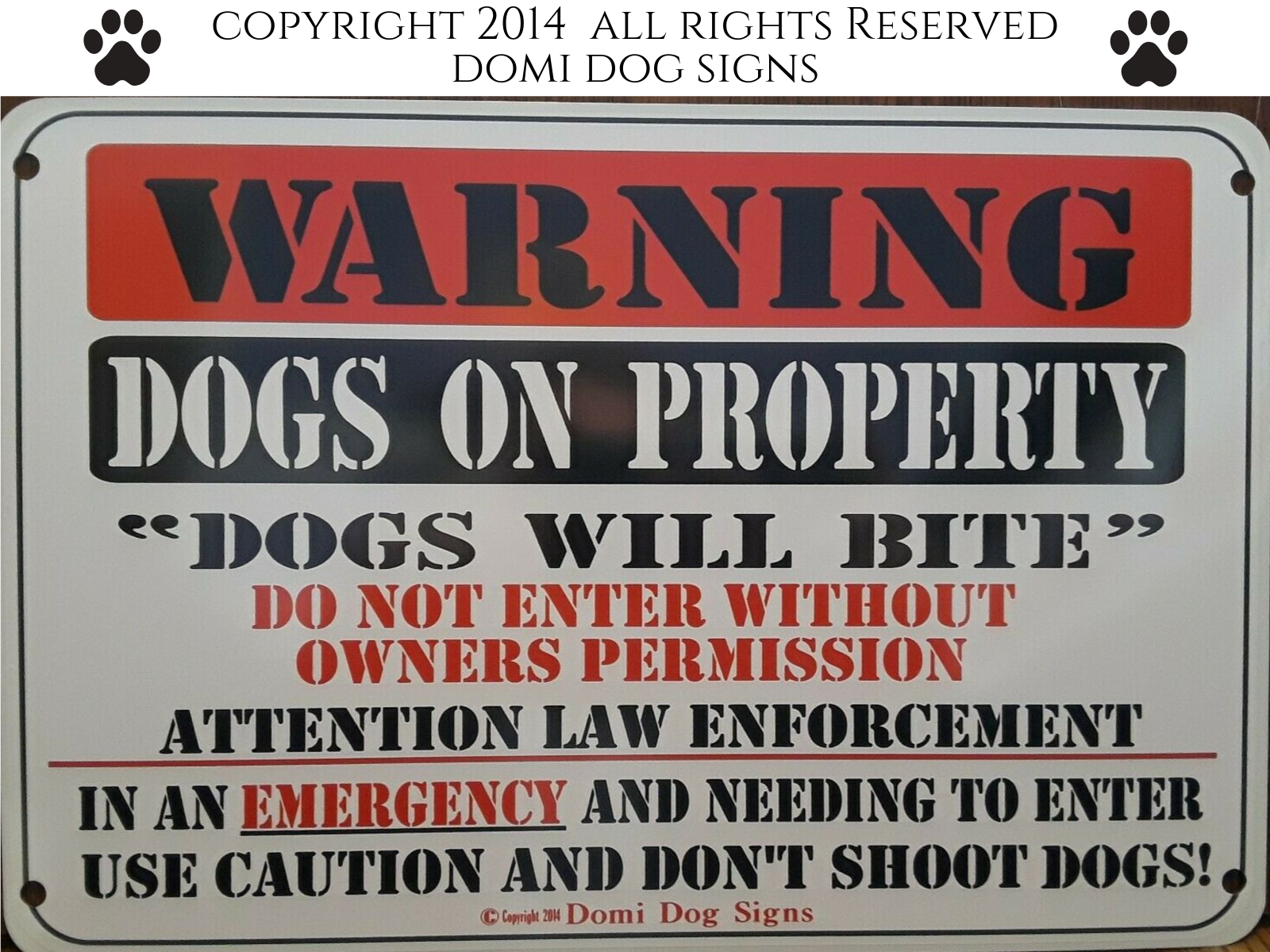 Metal Warning Dogs Sign For Fence ,beware Of Dog 8"x12" Will Bite ,may Bite