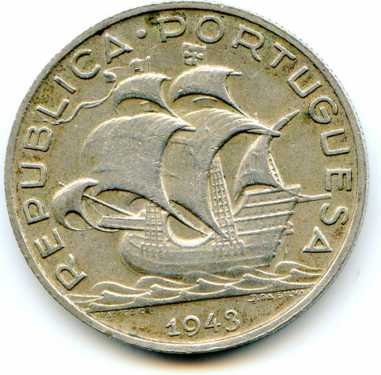 Portugal 5 Escudo 1943 Super Hg Coin Quite Scarce   Lotjul6566