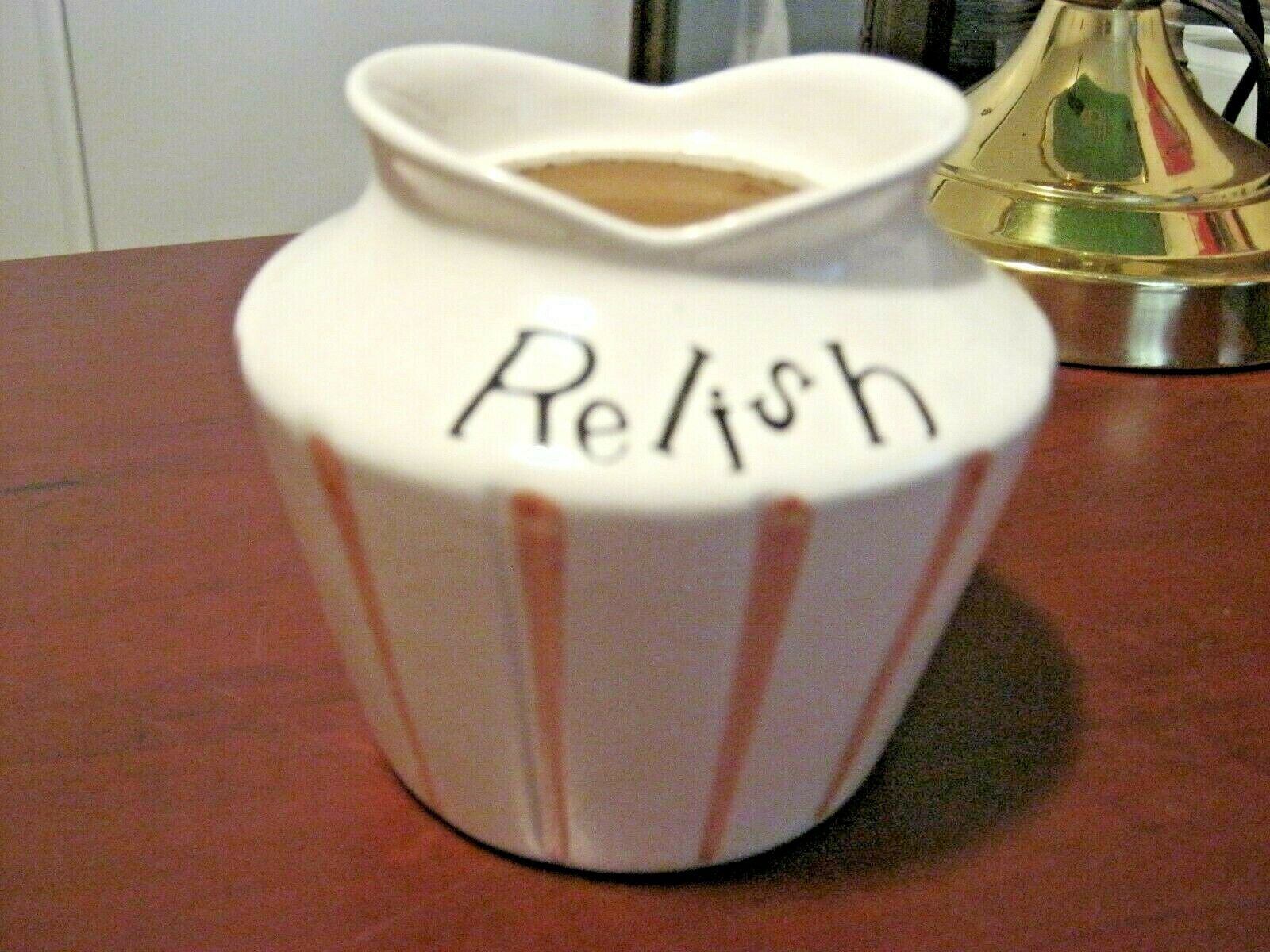 Lefton Pixieware Relish Condiment Jar Only Only Pink Stripes 7599