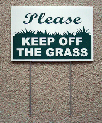 Please Keep Off The Grass 8"x12" Plastic Coroplast Sign With Stake  New