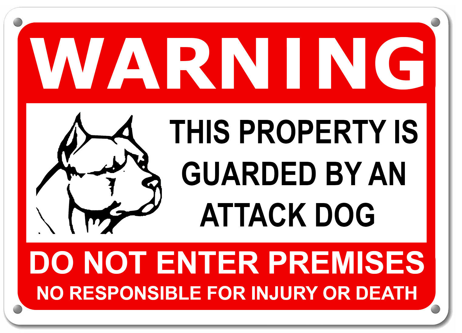 Guard Dog On Duty Horizontal Sign Beware Of Dog Sign Dogs Will Bite 11”x7” Sign