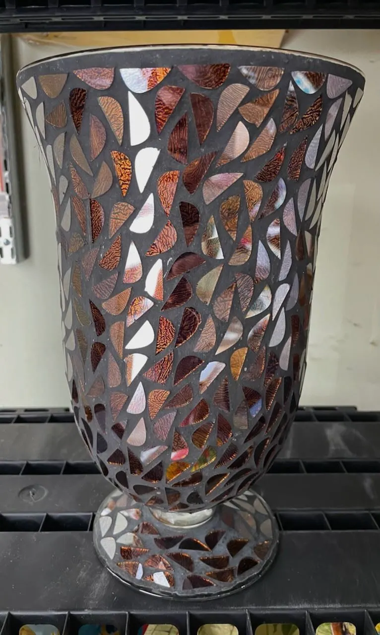 11" Mosiac Glass Full Bell Vase
