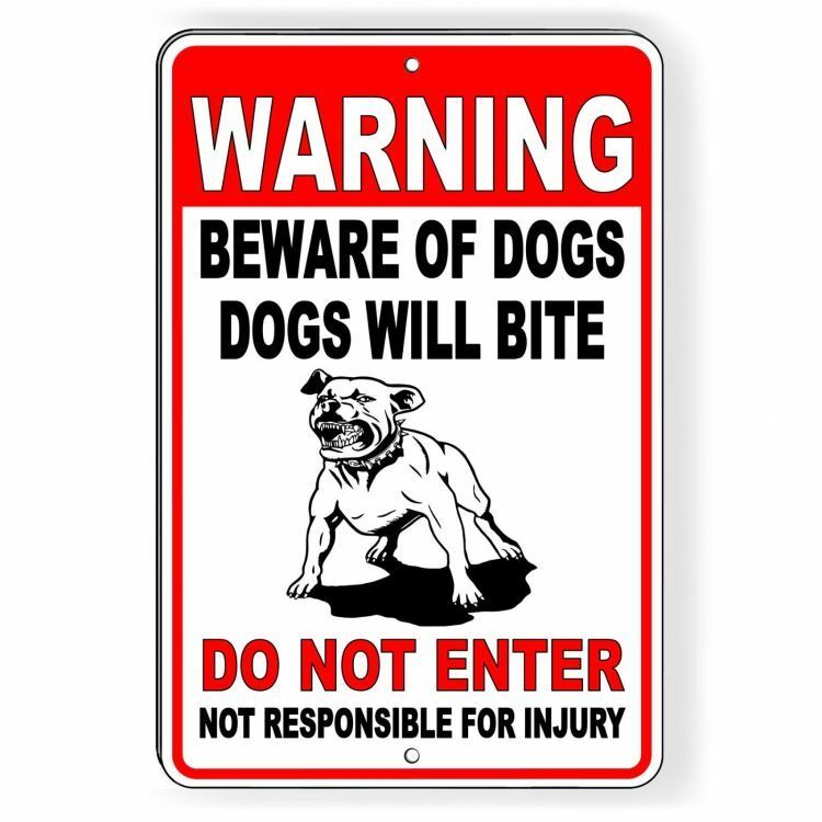 Warning Sign Beware Of Dogs Do Not Enter Dogs Will Bite Metal Pitbull Sbd027