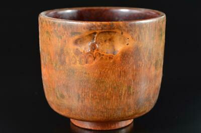 L3938: Xf Japanese Old Wooden Bamboo Tea Bowl Chawan Soetsu Made