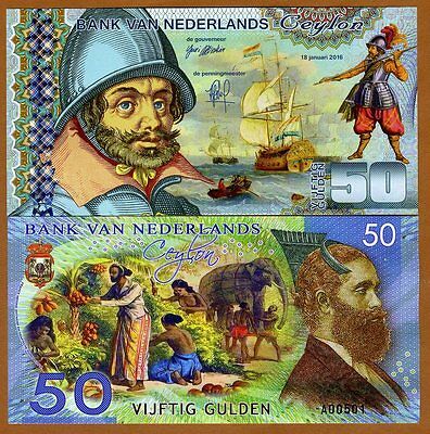 Netherlands Ceylon, 50 Gulden, 2016, Private Issue Polymer, Unc