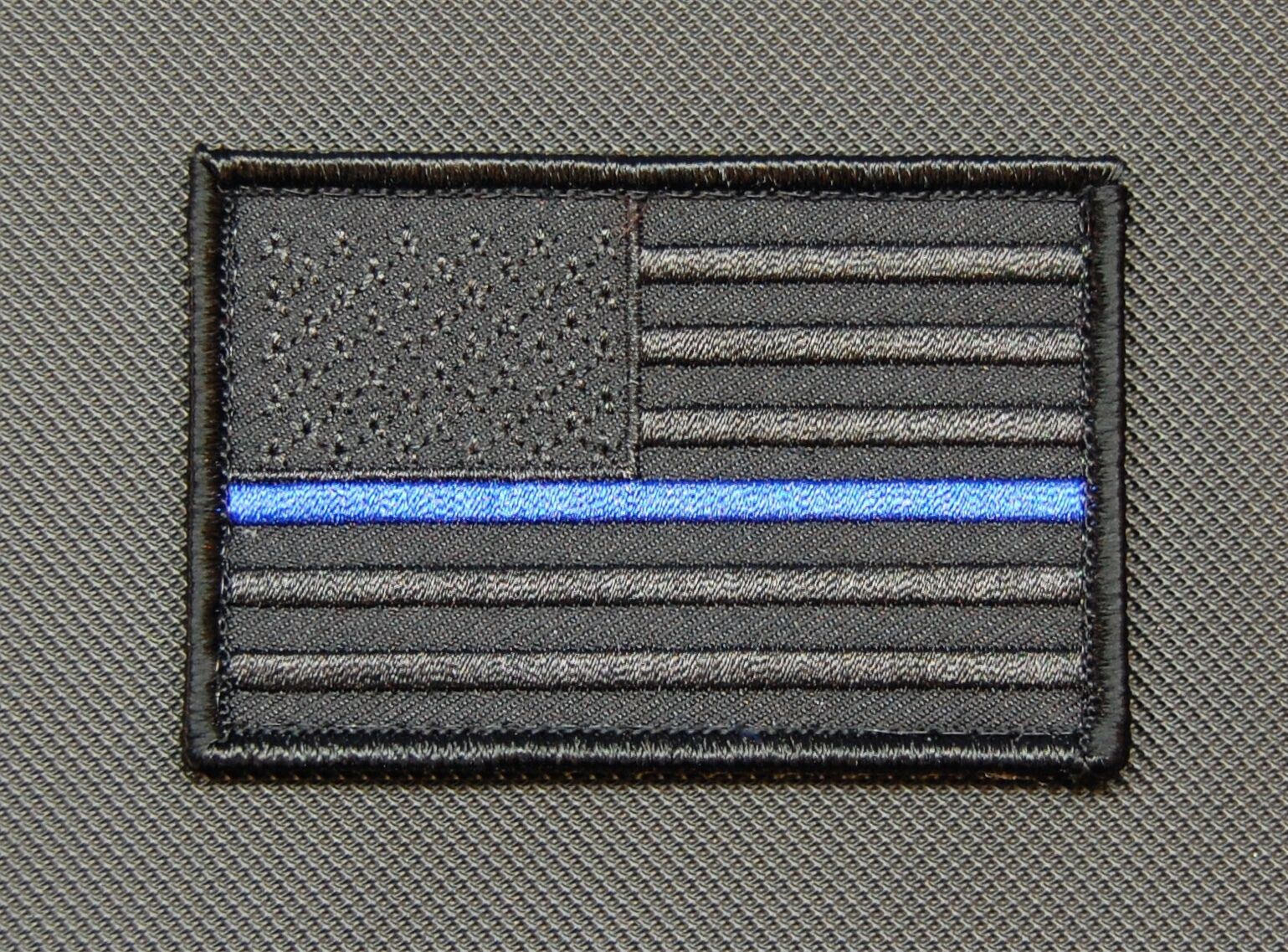 Blackout Thin Blue Line United States Flag Patch Police Swat Gang Hook Backing